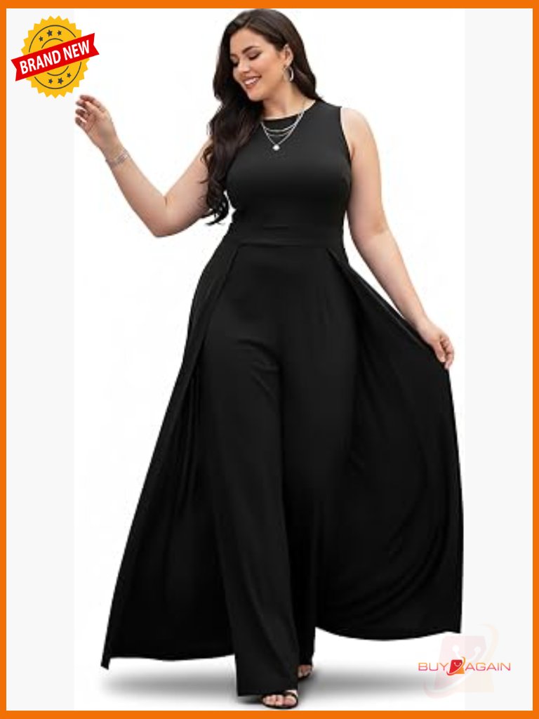 Sleeveless Floor-Length Jumpsuit With Cape Elegant Pant Suit